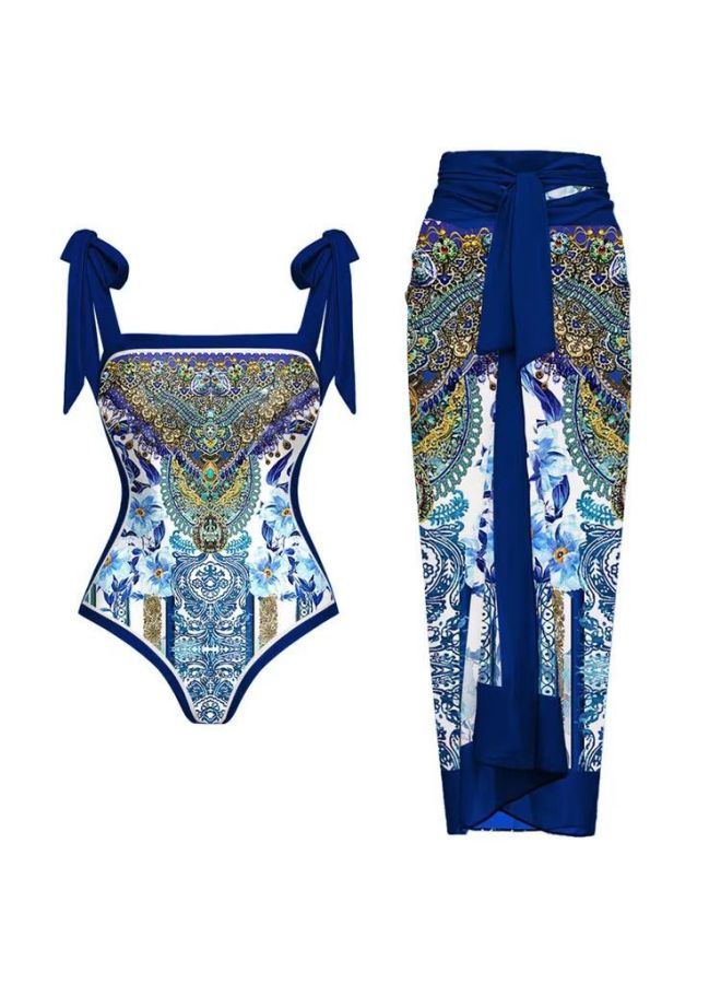 إسكدنيا 2025 European And American Conjoined Conservative Belly-covered Beach Hot Spring Swimsuit Three-piece French Retro Conjoined Bikini-Color:Totem Series- - Image 3