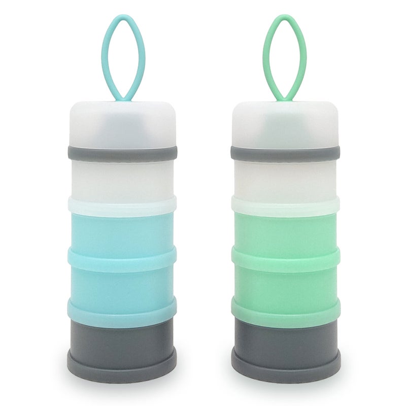LADISO Baby Formula Dispenser, Formula Container, Portable Milk Powder Dispenser Container, Baby Feeding Travel Storage Container, Non-Spill Stackable Baby Snack Storage Container, BPA Free, 2 Packs - Image 1