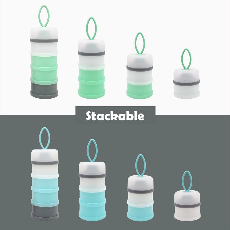 LADISO Baby Formula Dispenser, Formula Container, Portable Milk Powder Dispenser Container, Baby Feeding Travel Storage Container, Non-Spill Stackable Baby Snack Storage Container, BPA Free, 2 Packs - Image 4