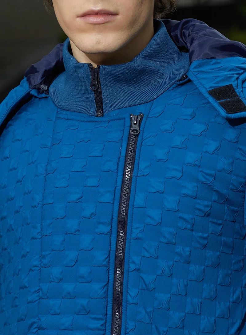 CAHOOT  Men's Admiral Blue Tactile Shepard Check Puffer Jacket for Men | Best Price UAE