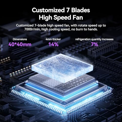 nubia RedMagic 6 Cell Phone Cooler for Gaming, 37W Cellphone Radiator with Retractable Clip for Live Streaming Bracket, Graphene Heatsink RGB LED Mobile Phone Cooling Fan Settings for 2.7-3.3 in - Image 5