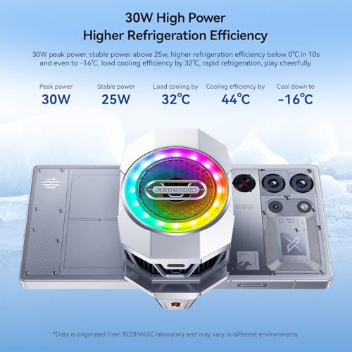 nubia RedMagic 6 Cell Phone Cooler for Gaming, 37W Cellphone Radiator with Retractable Clip for Live Streaming Bracket, Graphene Heatsink RGB LED Mobile Phone Cooling Fan Settings for 2.7-3.3 in - Image 2