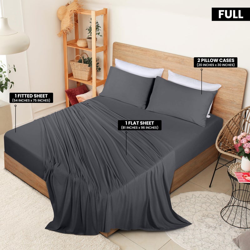 Utopia Bedding Full Sheet Set - Jersey Knit Sheets 4 Piece Full Jersey Sheet Set - Cotton Jersey Sheets - Soft T-Shirt Stretchy Sheets (Full  Dark Grey) - Image 2