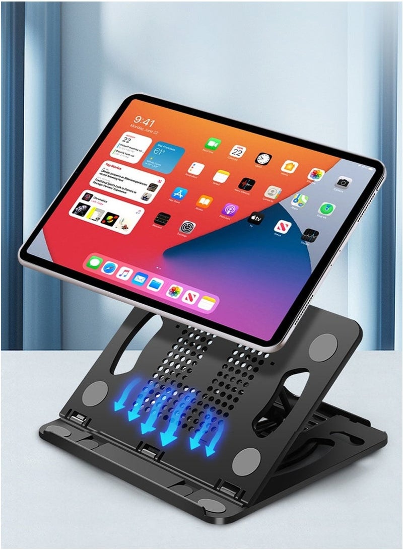 KENSUO Laptop Stand, Grid Collapse Laptop Stand, Adjustable Computer Laptop Holder,Foldable and Portable Laptop Stand,Desktop Office Bracket,Compatible For Laptop Notebook Tablet Smartphone (Black) - Image 5