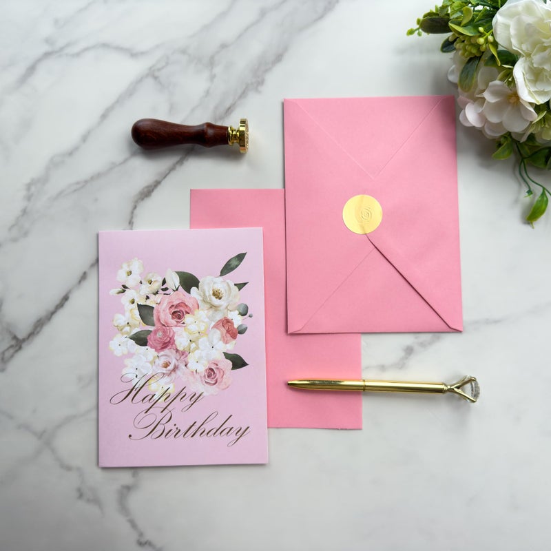 Gooji 5x7 Floral Happy Birthday Card â€“ Birthday Cards for Women â€“ For Daughter, Wife, Mom, Friend, Grandma & More â€“ Heartfelt Card with Pink Watercolor Flowers (Blossom Grace) Gold Foil - Image 5