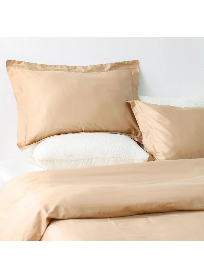 DANUBE HOME Serene 3-Pc Super King Duvet Cover Set - 100% Cotton, 300 TC, Beige - Includes Duvet Cover (260x220 cm) & 2 Pillow Covers (50x75 cm) - Cozy & Breathable