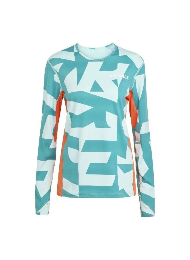 Adidas Multi Syn Ls Wa Turquoise Hiking T-Shirts For Women 2XS