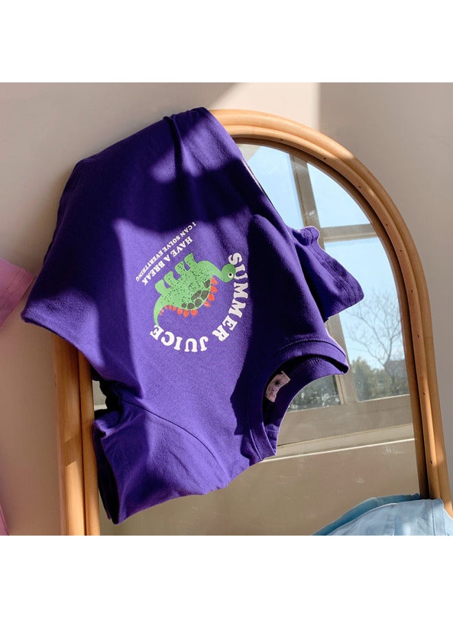 Children's Clothing Summer Boys' Dinosaur Excavator Print Short-sleeved Tops Girls' Stylish Half-sleeved Baby Kidsren's Cotton T-shirts