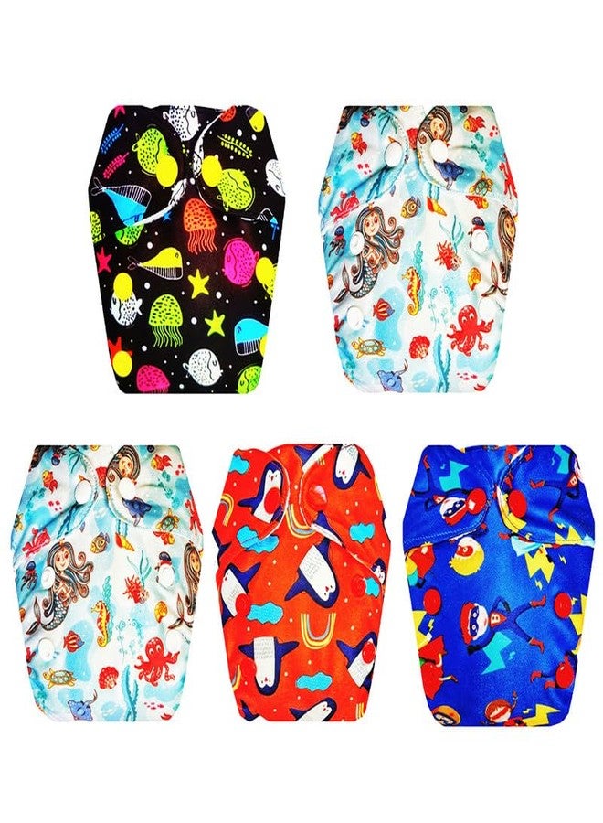 حفاضات قماشية فاخرة من دمبلدو للأطفال حديثي الولادة مع حشوة داخلية (عبوة من 5 قطع) | مضادة للحساسية | مانعة للتسرب | مناسبة للسفر | مثالية للأطفال الصغار | من 0 إلى 4 أشهر | للجنسين - Image 1