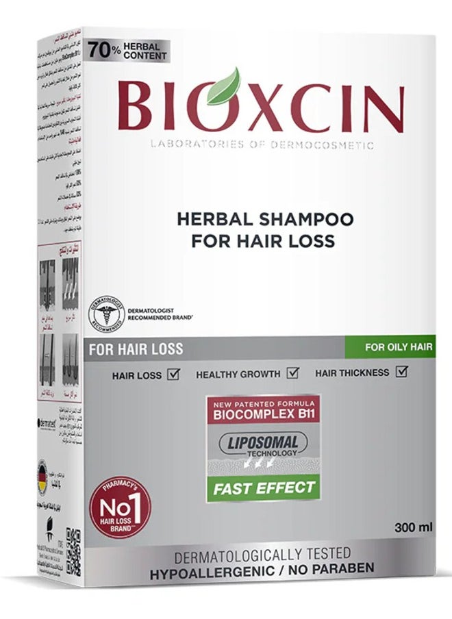 BIOXCIN Herbal Shampoo For Hair Loss 300ml - For Oily Hair  - Image 1