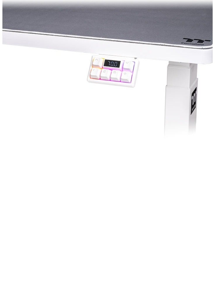 ثيرمال تيك مكتب ألعاب G700 RGB Snow - مكتب كهربائي قائم بارتفاع قابل للتعديل، سطح من الخشب المضغوط مقاس 160 سم × 88.7 سم، نظام رفع ثلاثي المراحل بمحركين، إضاءة LED RGB 16.8 مليون لون، إعدادان للذاكرة، قفل أمان وحساسية تصادم، لون أبيض | GGD-G70-WHEIRX-11  - Image 5