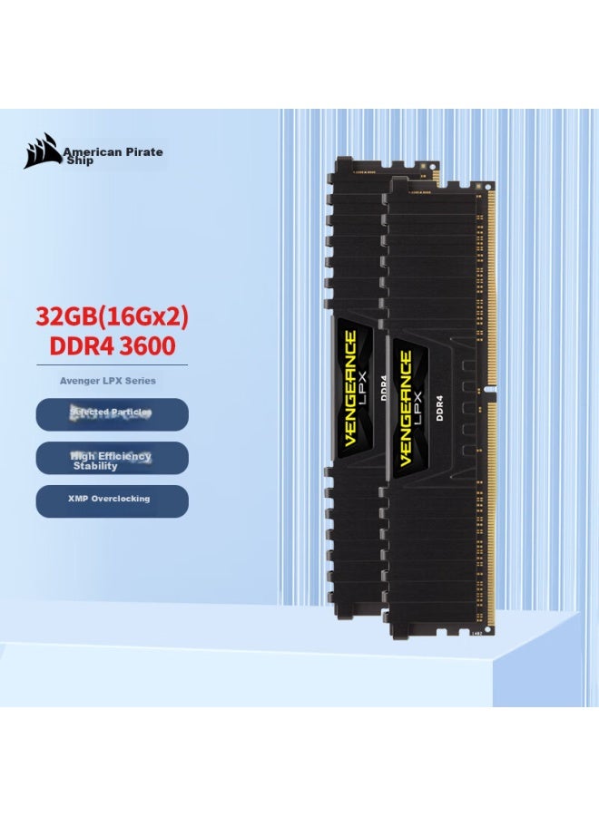 Uscorsair ذاكرة سطح المكتب Uscorsair 32 جيجابايت كيت DDR4 3600، سلسلة Vengeance Lpx، نوع الألعاب - Image 1