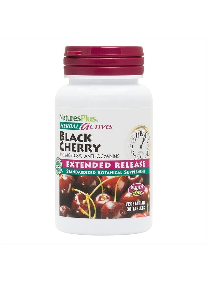 Natures Plus Herbal Actives Black Cherry, Extended Release - 750 mg Anthocyanins, 30 Vegetarian Tablets - 30 Servings - Image 1