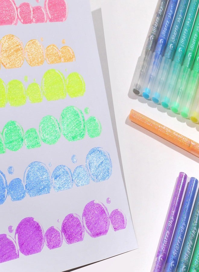 HANKU Glitter Highlighters,10Pcs Sparkle Glitter Markers,Chisel Tip Glitter Pens,Glitter Highlighter Assorted Colors ,Mess Free Sparkle Markers,Colorful Supplies for Drawing,Coloring,Journaling,Scrapbooking - Image 3