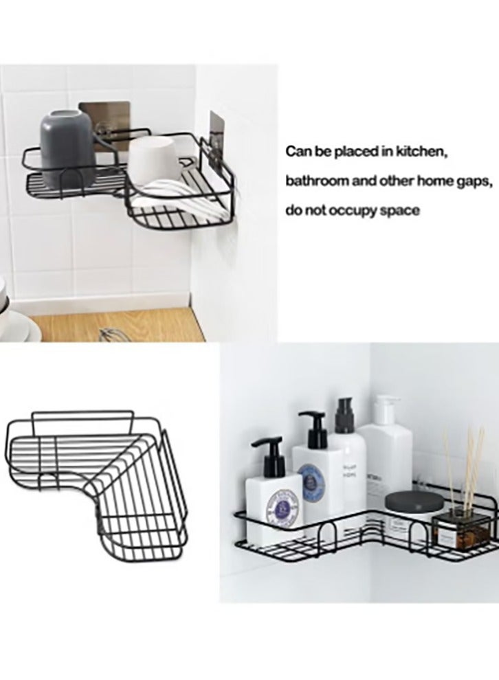 كيلا رفوف دش زاوية مكونة من قطعتين، ذاتية اللصق بدون حفر، منظم رفوف تخزين الدش المثبت على الحائط للحمام والمطبخ والمرحاض، مصنوع من الحديد - أسود - Image 5