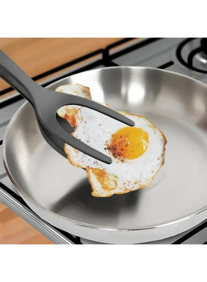AKSONZ 2-in-1 Grip and Flip Spatula Tongs – Non-Stick Silicone Egg Flipper & Steak Turner, Heat Resistant Kitchen Tong for Pancakes, Omelets, and Toast, Ergonomic Cooking Utensil - Image 5