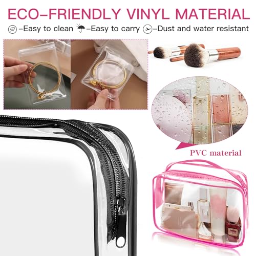 ZHOOGE 6 Pack Toiletry Bag Makeup Bag Cosmetic Bag, TSA Approved Clear Travel Toiletry Bag wih Zippers, Quart Size Travel Makeup Cosmetic Bag for Women Men, Carry on Airport Airline Compliant Bag, 6 Colors - Image 2