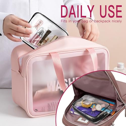 ZHOOGE 6 Pack Toiletry Bag Makeup Bag Cosmetic Bag, TSA Approved Clear Travel Toiletry Bag wih Zippers, Quart Size Travel Makeup Cosmetic Bag for Women Men, Carry on Airport Airline Compliant Bag, 6 Colors - Image 5
