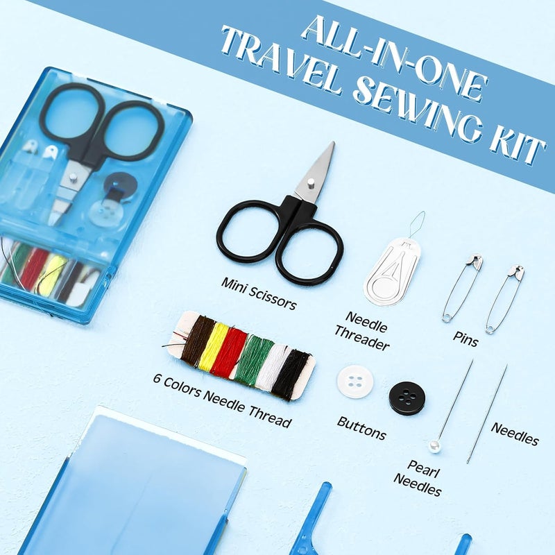 Knitgrip 25 Boxes Mini Travel Sewing Kit Quick Fix Sewing Kits Bulk Basic Portable Pre Threaded Needle Emergency Repair Tool for Adults DIY Handcraft Wedding Gifts Beginner Traveler Home Hotel (Blue) - Image 3