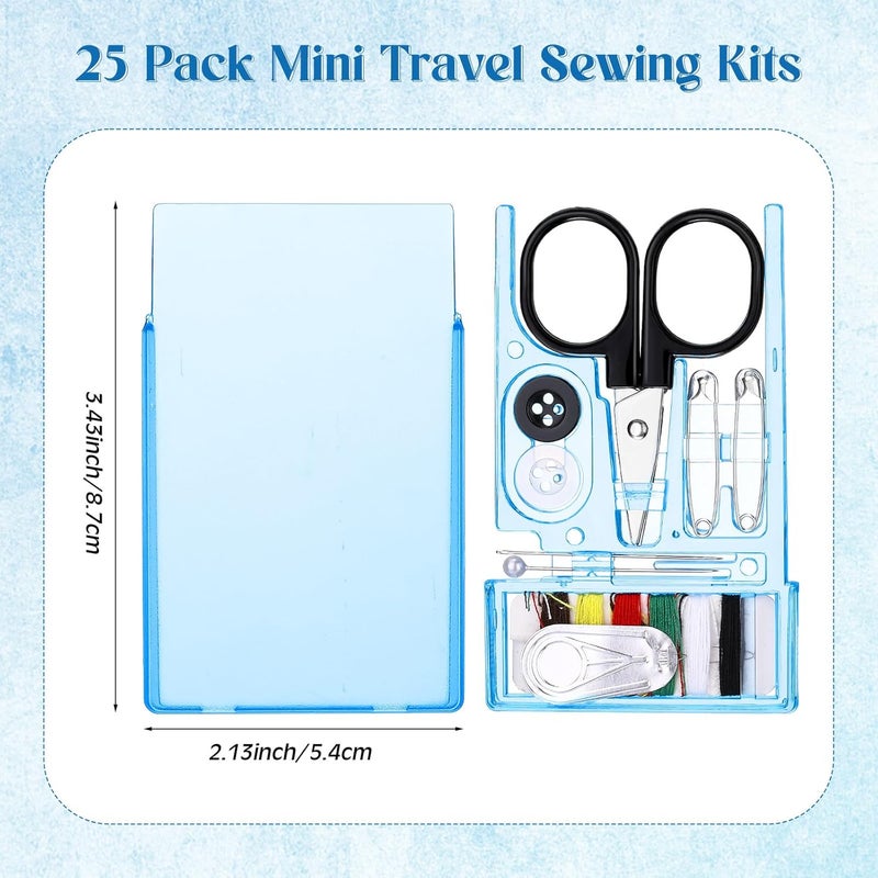 Knitgrip 25 Boxes Mini Travel Sewing Kit Quick Fix Sewing Kits Bulk Basic Portable Pre Threaded Needle Emergency Repair Tool for Adults DIY Handcraft Wedding Gifts Beginner Traveler Home Hotel (Blue) - Image 2