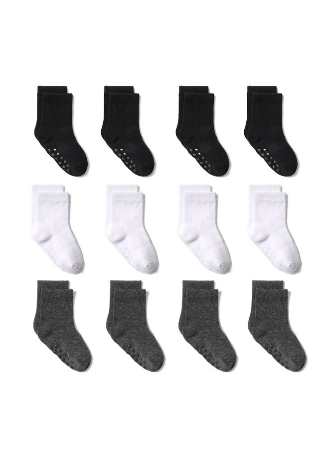 12 Pairs of Brand-New Pure Cotton Socks for Boys and Girls, Non-Slip Floor Socks for Kids. - Image 1