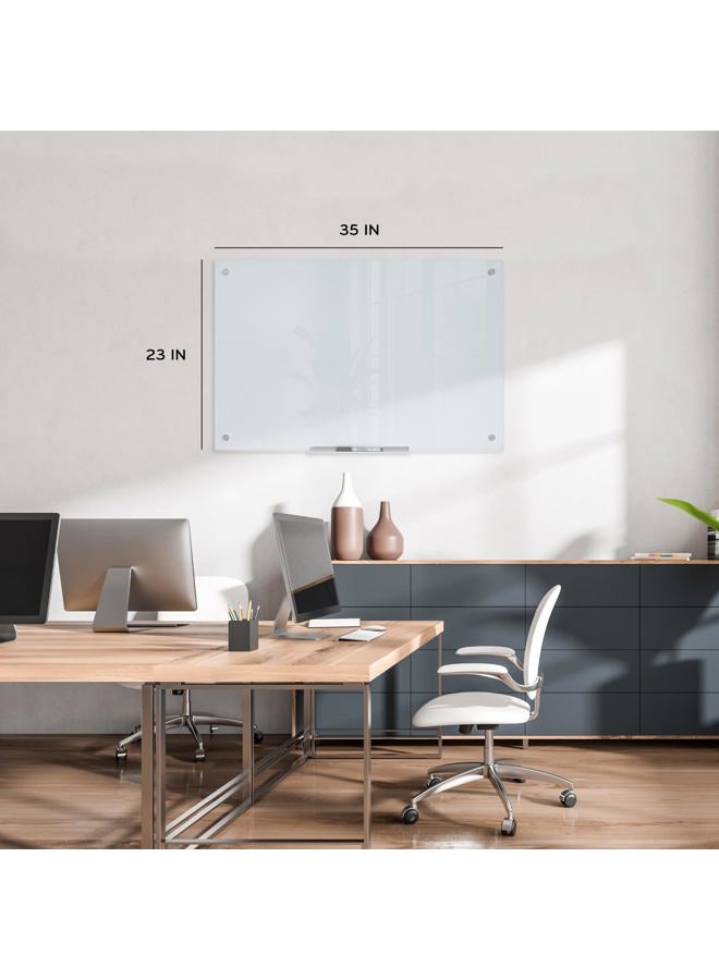 U Brands Glass Dry Erase Board, 35 X 23 Inches, White Frosted Non-Magnetic Surface, Frameless - Image 2