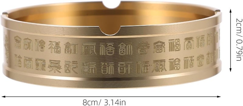 Brass Ashtray Metal Ash Holder Round Retro Tabletop Cigarette Ashtray for Home Living Room Office Décor - Image 2