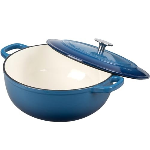 EDGING CASTING Enameled Cast Iron Dutch Oven Pot with Lid for Sourdough Bread Baking, Bread Dutch Ovens, Cooking Pots, 5 Quart, Lake Blue - Image 4