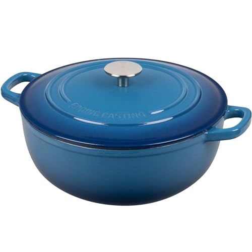 EDGING CASTING Enameled Cast Iron Dutch Oven Pot with Lid for Sourdough Bread Baking, Bread Dutch Ovens, Cooking Pots, 5 Quart, Lake Blue - Image 3