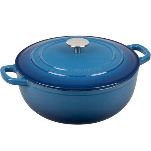 EDGING CASTING Enameled Cast Iron Dutch Oven Pot with Lid for Sourdough Bread Baking, Bread Dutch Ovens, Cooking Pots, 5 Quart, Lake Blue - Image 2