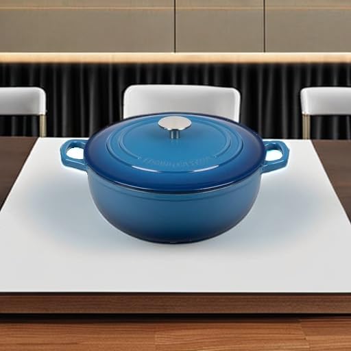 EDGING CASTING Enameled Cast Iron Dutch Oven Pot with Lid for Sourdough Bread Baking, Bread Dutch Ovens, Cooking Pots, 5 Quart, Lake Blue - Image 5