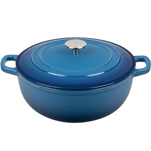EDGING CASTING Enameled Cast Iron Dutch Oven Pot with Lid for Sourdough Bread Baking, Bread Dutch Ovens, Cooking Pots, 5 Quart, Lake Blue - Image 1