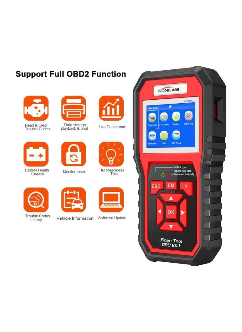 Konnwei - Universal Car Automotive Code Scanner Diagnostic Tool OBD II Auto Diagnostic Code Scanner - Image 1