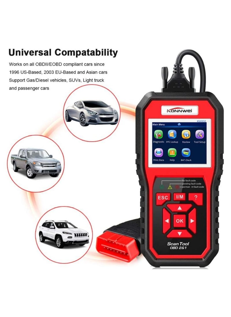 Konnwei - Universal Car Automotive Code Scanner Diagnostic Tool OBD II Auto Diagnostic Code Scanner - Image 1