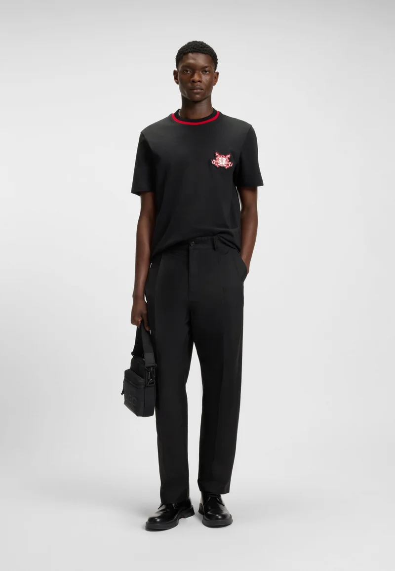 HUGO Cotton-jersey T-shirt with collegiate logo