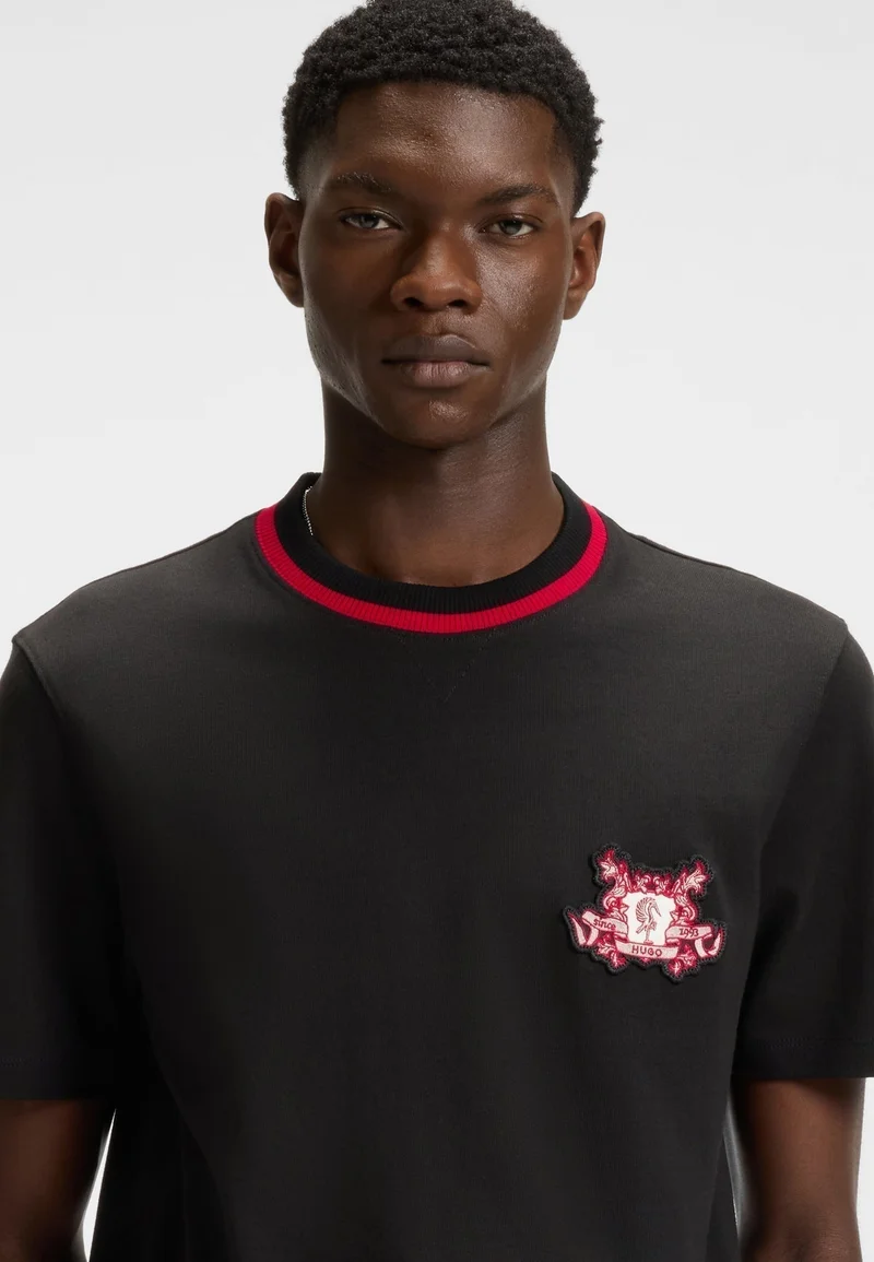 HUGO Cotton-jersey T-shirt with collegiate logo