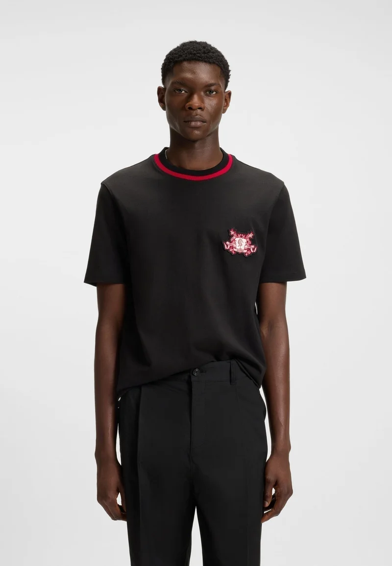 HUGO Cotton-jersey T-shirt with collegiate logo