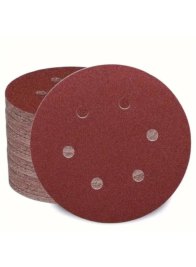 50Pcs 150mm 6 Inch 60 Grit Sanding Discs For Random Orbital Sanders - Image 1