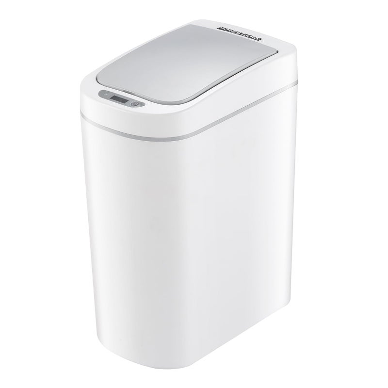 NINESTARS AMZ72 Bathroom Automatic Infrared Motion Sensor Trash Can 18 Gal 7L ABS Plastic Trashcan Slim White