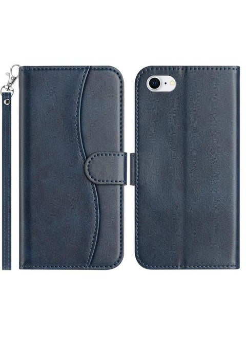 Case For iPhone 7 / 8 / SE 2022 Dual-Folded S-shape Leather Phone Case