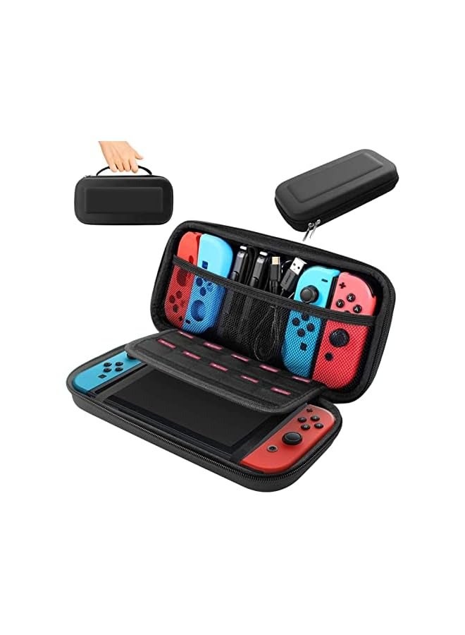 PROMASS Nintendo Switch Carrying Case, Hard Shell Travel Carrying Box Case for Nintendo Switch with 10 Game Cards Holders, Portable Pouch for Nintendo Switch Console & Accessories -Black - Image 1