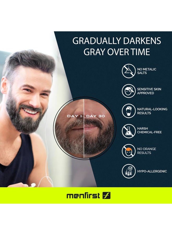 MENFIRST بلسم لحية داكن رمادي - بلسم يترك على الشعر - يعمل على البشرة الحساسة - يقلل تدريجياً من الشعر الأبيض أو الرمادي معزز بالكيراتين والكولاجين وفيتامين E - نتائج طبيعية المظهر - Image 5