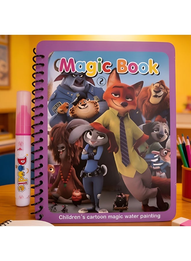 ديزني ستور كتاب تلوين زوتوبيا السحري المائي للأطفال مع قلم قابل لإعادة التعبئة - كتاب رسم وتلوين قابل لإعادة الاستخدام - كتاب أنشطة تعليمية خالٍ من الفوضى للأطفال الصغار والأطفال - Image 1