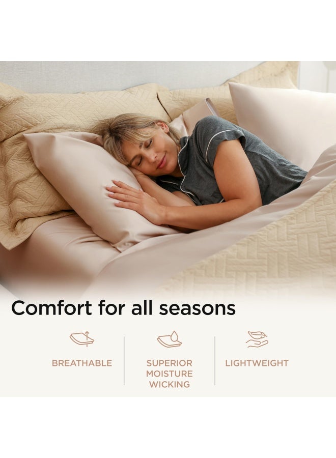 Threadmill 100 Cotton Coverlet Soft Breathable Jacquard Matelass Twin Size Beige - Image 4