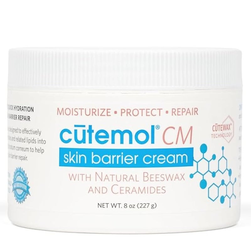 Cutemol CM Emollient Moisturizing Cream  For Severely Dry and Damaged Skin  Natural Beeswax Formulation containing Ceramides  Hydration for Cracked Hands and Feet Eczema Psoriasis 8 oz