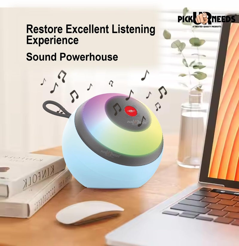 Pick Ur Needs Super Bass Rechargeable Portable Wireless Bluetooth Speakers RGB LED Colorful Light Active Stereo Woofer HiFi Music Mini Speaker (Blue) - Image 2