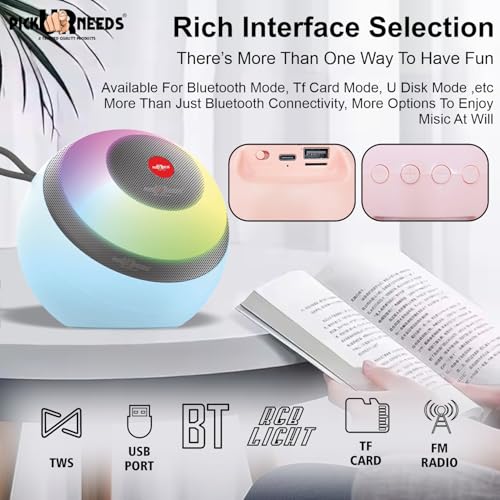 Pick Ur Needs Super Bass Rechargeable Portable Wireless Bluetooth Speakers RGB LED Colorful Light Active Stereo Woofer HiFi Music Mini Speaker (Blue) - Image 3