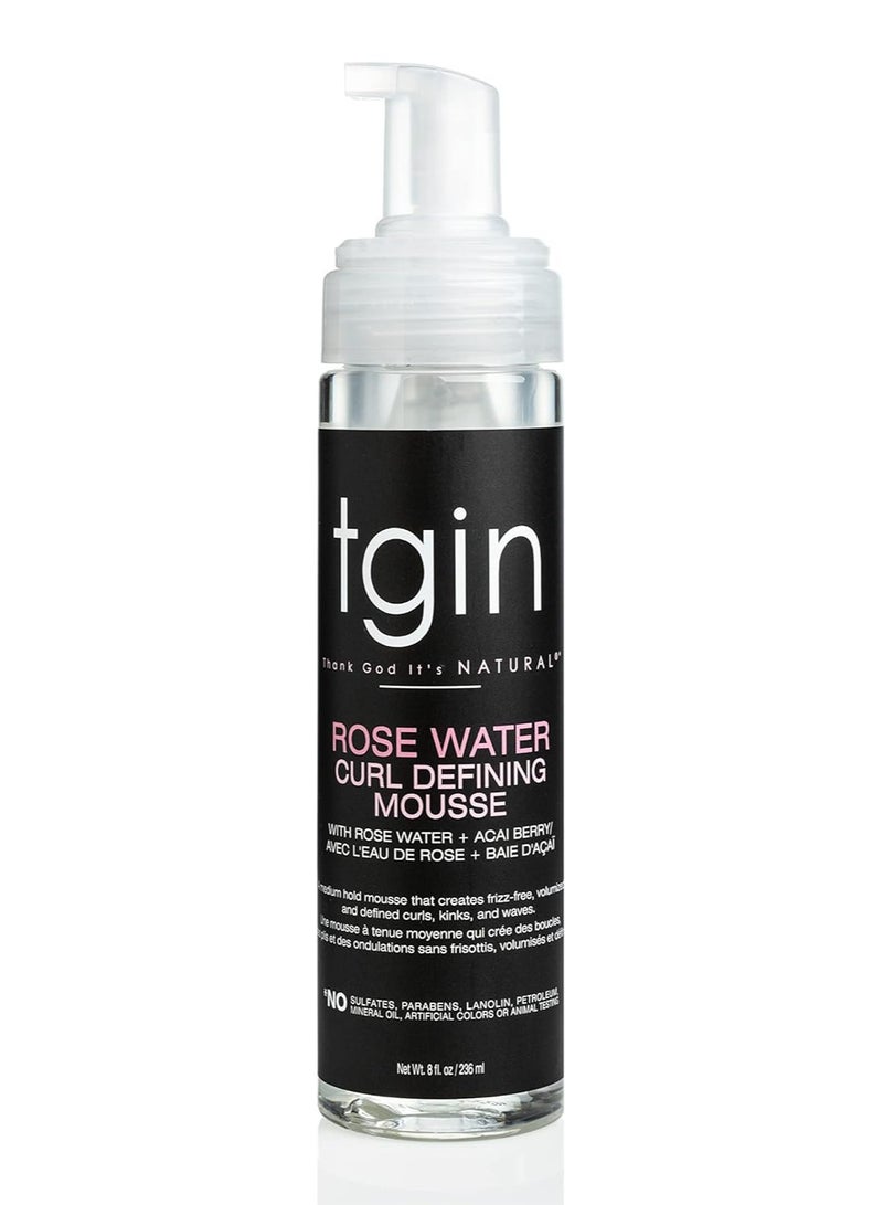 Tgin Tegen Rosewater Natural Hair Defining Mousse - Curls - Low Porosity Hair - Fine Hair 236ml - Image 1