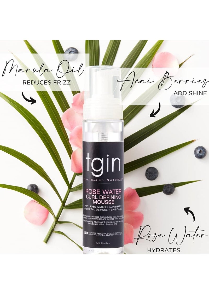 Tgin Tegen Rosewater Natural Hair Defining Mousse - Curls - Low Porosity Hair - Fine Hair 236ml - Image 2