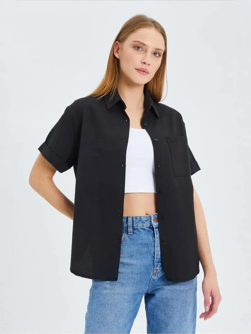 MIXRAY Short Sleeve Shirt with Pockets